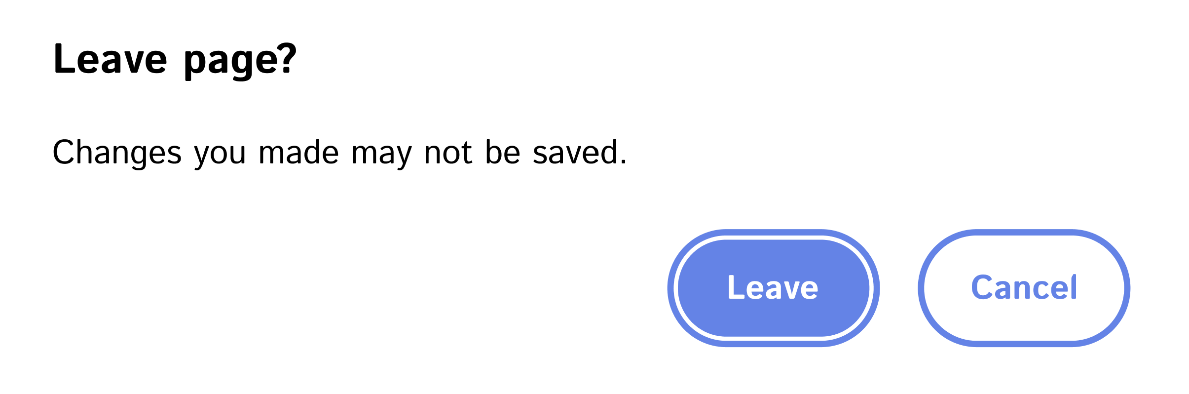 Navigation warning dialog